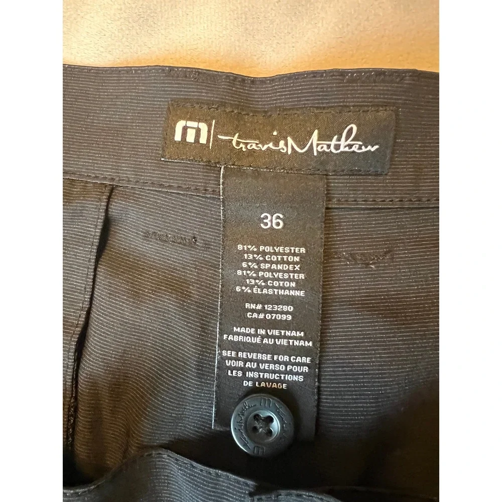TravisMathew Beck Golf Shorts Mens 36 Dark Grey Micro Stripe Performance Stretch - Picture 7 of 7